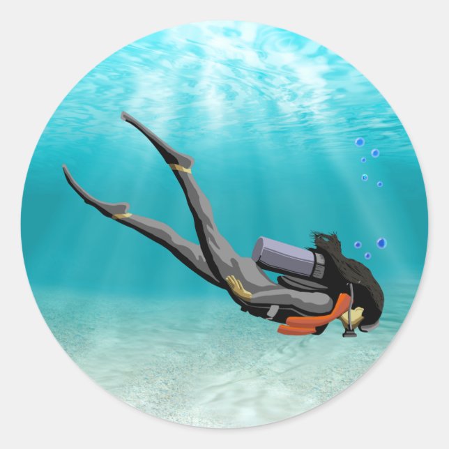 Adesivo Redondo Female S.C.U.B.A. Diver (Frente)