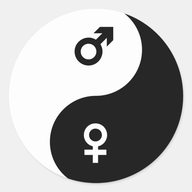 Adesivo Redondo fêmea do sexo masculino yin yang stickers (Frente)