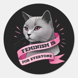 Adesivo Redondo Feminismo É Para Todos Um Gato Pro Feminismo
