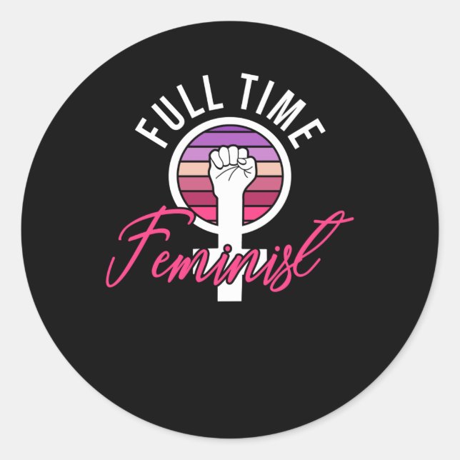 Adesivo Redondo Feminismo Igual Direitos Mulher Poder Dizendo (Frente)