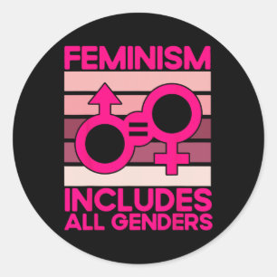 Adesivo Redondo Feminismo inclui todos os gêneros