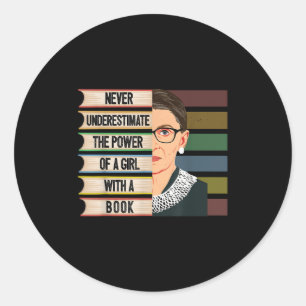 Adesivo Redondo Feminista Ruth Bader Ginsburg Rbg Citação Menina C