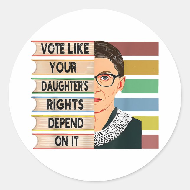 Adesivo Redondo Feminista Ruth Bader Ginsburg RBG - Garota de cita (Frente)