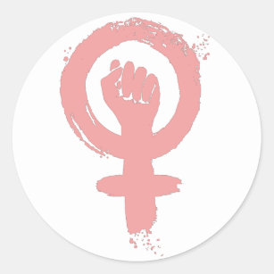 Adesivo Redondo Feminista - Sinal Feminista Fist Social Justice