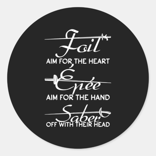 Adesivo Redondo Fencer de Definição de Espada de Espalha Foil Epee (Frente)