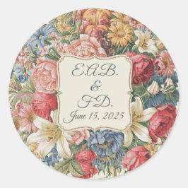 Adesivo Redondo Fenda de monograma de casal de casamento