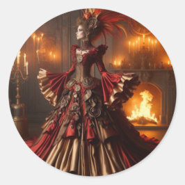 Adesivo Redondo Fênix Fire Queen Steampunk Victorunk Industrial