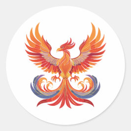 Adesivo Redondo Fênix mitológica fantástica brilhante