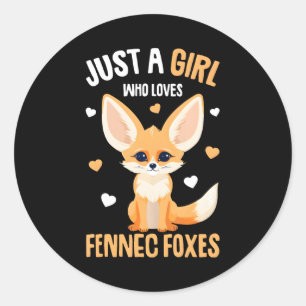 Adesivo Redondo Fennec Fox Apenas uma Rapariga que ama as raposas 