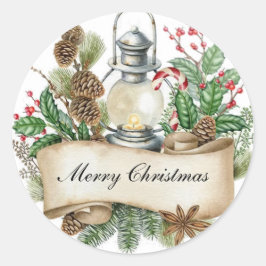 Adesivo Redondo Fera de Natal decorativa