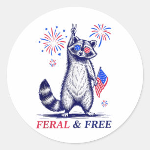Adesivo Redondo Feral & Feral Patriótico Funny Funny Feral E