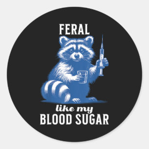 Adesivo Redondo Feral Como Meu Açúcar no Sangue Raccoon Divertido