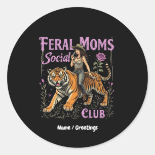 Adesivo Redondo Feral Mamãe Social Club Presente Gráfico de Tend