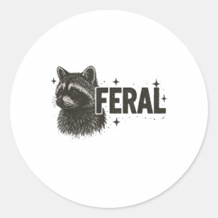 Adesivo Redondo Feral Raccoon Cute Mas Feral Funny Mem Raccoon Lov