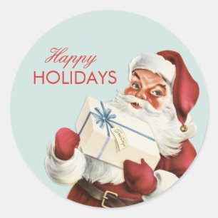 Adesivo Redondo Feriado alegre do vermelho azul do papai noel do