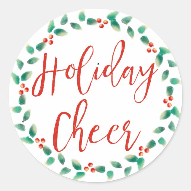 Adesivo Redondo Feriado Alegre em Vermelho e Verde Fúria (Frente)