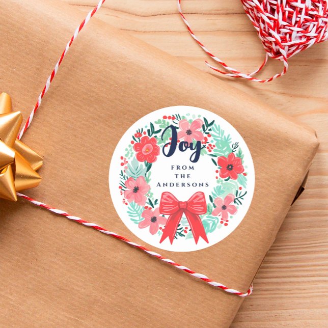 Adesivo Redondo Feriado Azul de Arco de Alegria de Natal (Criador carregado)