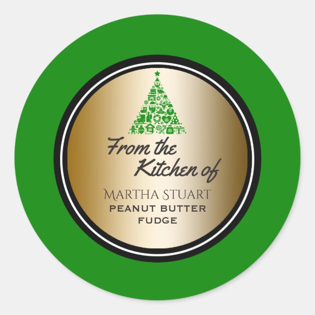 Adesivo Redondo Feriado Baking Verde Dourado da Cozinha de (Frente)