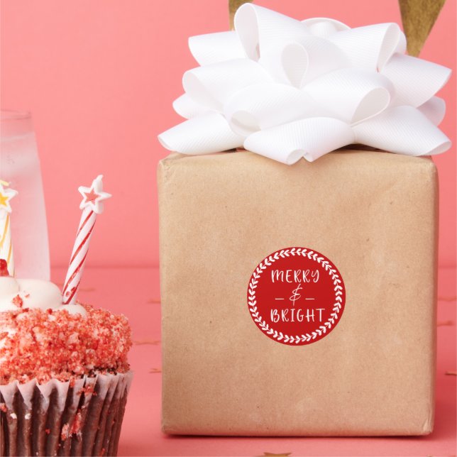 Adesivo Redondo Feriado branco e vermelho feliz (Festa)