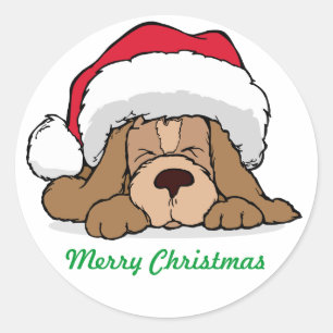 Adesivo Redondo Feriado Cachorro Cachorro de Natal Férias Festas 
