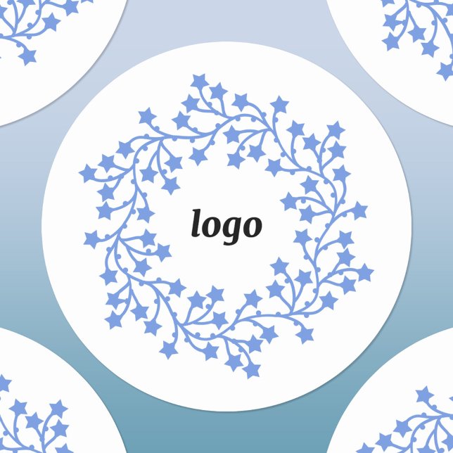 Adesivo Redondo Feriado comercial do logotipo Star Wreath (Logo wreath business promotional holiday sticker)