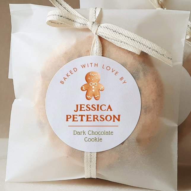 Adesivo Redondo Feriado Cookie Swap Baking Gingerpão (Criador carregado)