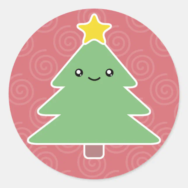 Adorável árvore De Natal Do Kawaii. ícone De Vetor De Feriado De