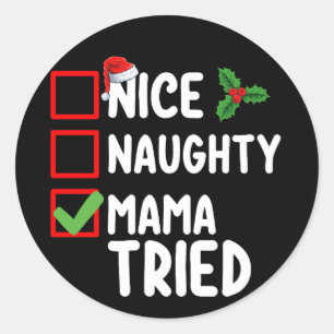 Adesivo Redondo Feriado da Lista de Natal de Bonita Mama Triste