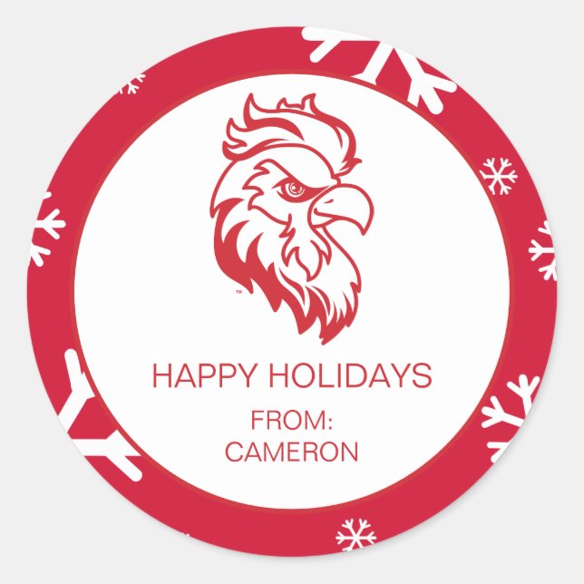 Adesivo Redondo Feriado da Universidade Estadual de Jacksonville (Frente)