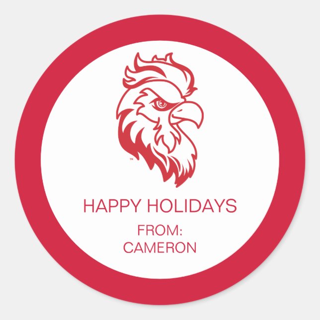 Adesivo Redondo Feriado da Universidade Estadual de Jacksonville (Frente)