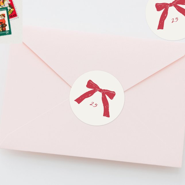 Adesivo Redondo feriado de arcos vermelhos de natal personalizados (Criador carregado)