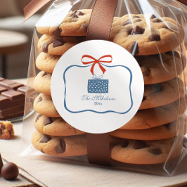 Adesivo Redondo Feriado de Arte da Linha de Arroz de Natal