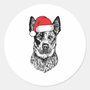 Adesivo Redondo Feriado de Cachorro de Papais noeis de Natal