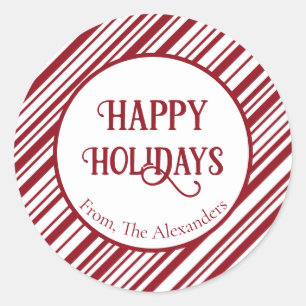 Adesivo Redondo Feriado de Candy Cane Striped