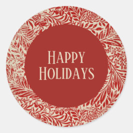 Adesivo Redondo Feriado de Cartão de Feriado Vermelho