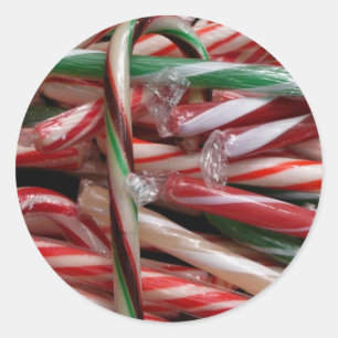 Adesivo Redondo Feriado de chocolate Mint Candy Canes