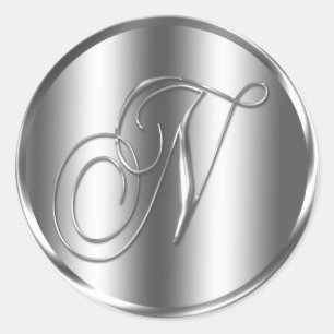 Adesivo Redondo Feriado de Convite para Casamento de Cor de Prata 