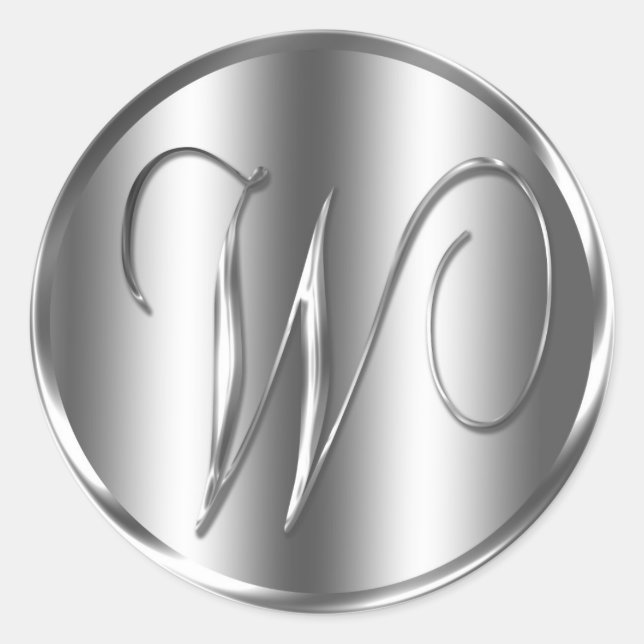 Adesivo Redondo Feriado de Convite para Casamento de Cor de Prata  (Frente)