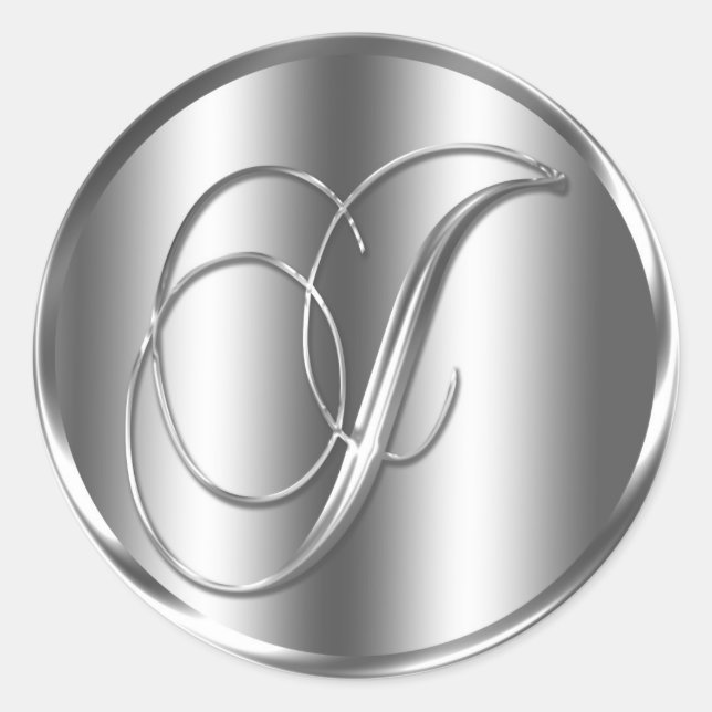 Adesivo Redondo Feriado de Convite para Casamento de Cores Silver  (Frente)