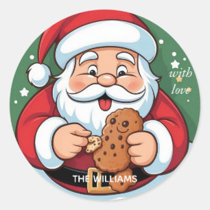 Adesivo Redondo Feriado de Cookies Festivos, Papais noeis Engraçad