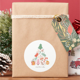 Adesivo Redondo Feriado de decoração da árvore de Natal do Deck th