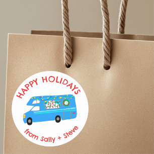 Adesivo Redondo Feriado de Desenho de Mão PERSONALIZADO do VR Nata