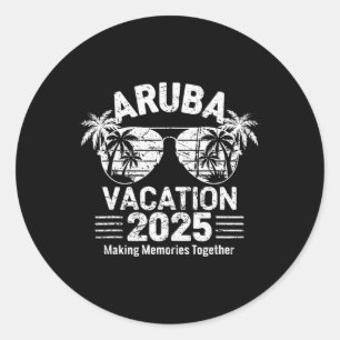 Adesivo Redondo Feriado de diversão de Viagem da família Aruba 202