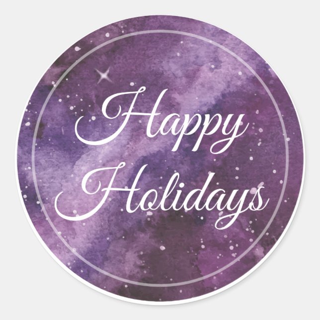 Adesivo Redondo Feriado de Envelope de Feriado em Púrpura / Adesiv (Frente)