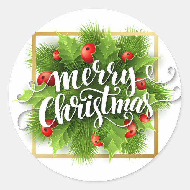 Adesivo Redondo Feriado de Envelope Feliz Natal (Frente)