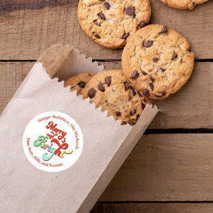 Adesivo Redondo Feriado de feliz e Brilho Personalizado