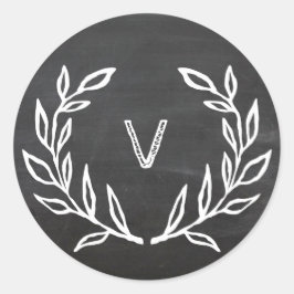 Adesivo Redondo Feriado de Feriado de Wreath em Quadro de Chalkboa