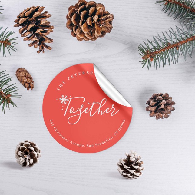 Adesivo Redondo Feriado de inverno Endereço da família de Natal Fl (Criador carregado)