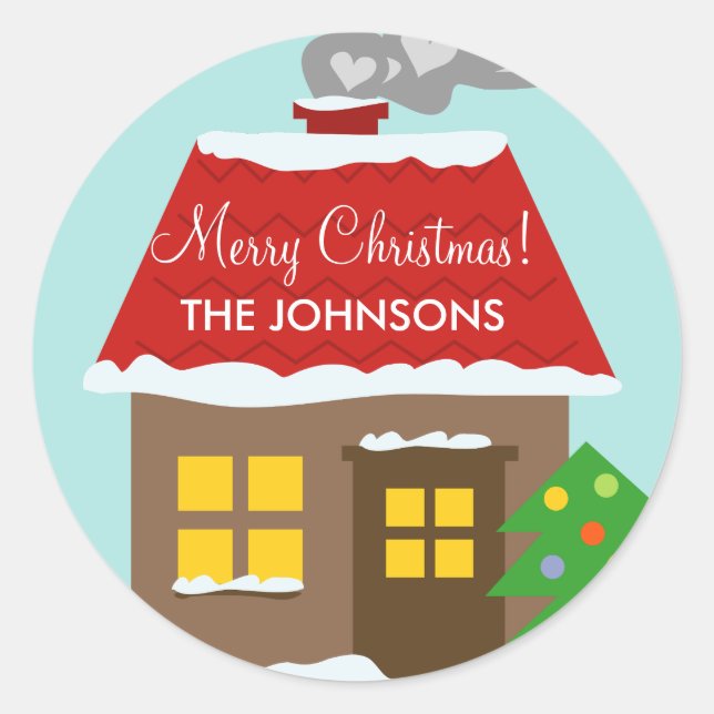 Adesivo Redondo Feriado de inverno feito sob encomenda da casa da (Frente)