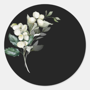 Adesivo Redondo Feriado de inverno galhos brancos holandeses água 